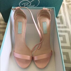 Betsey Johnson Pink Satin Ankle-Strap Heels